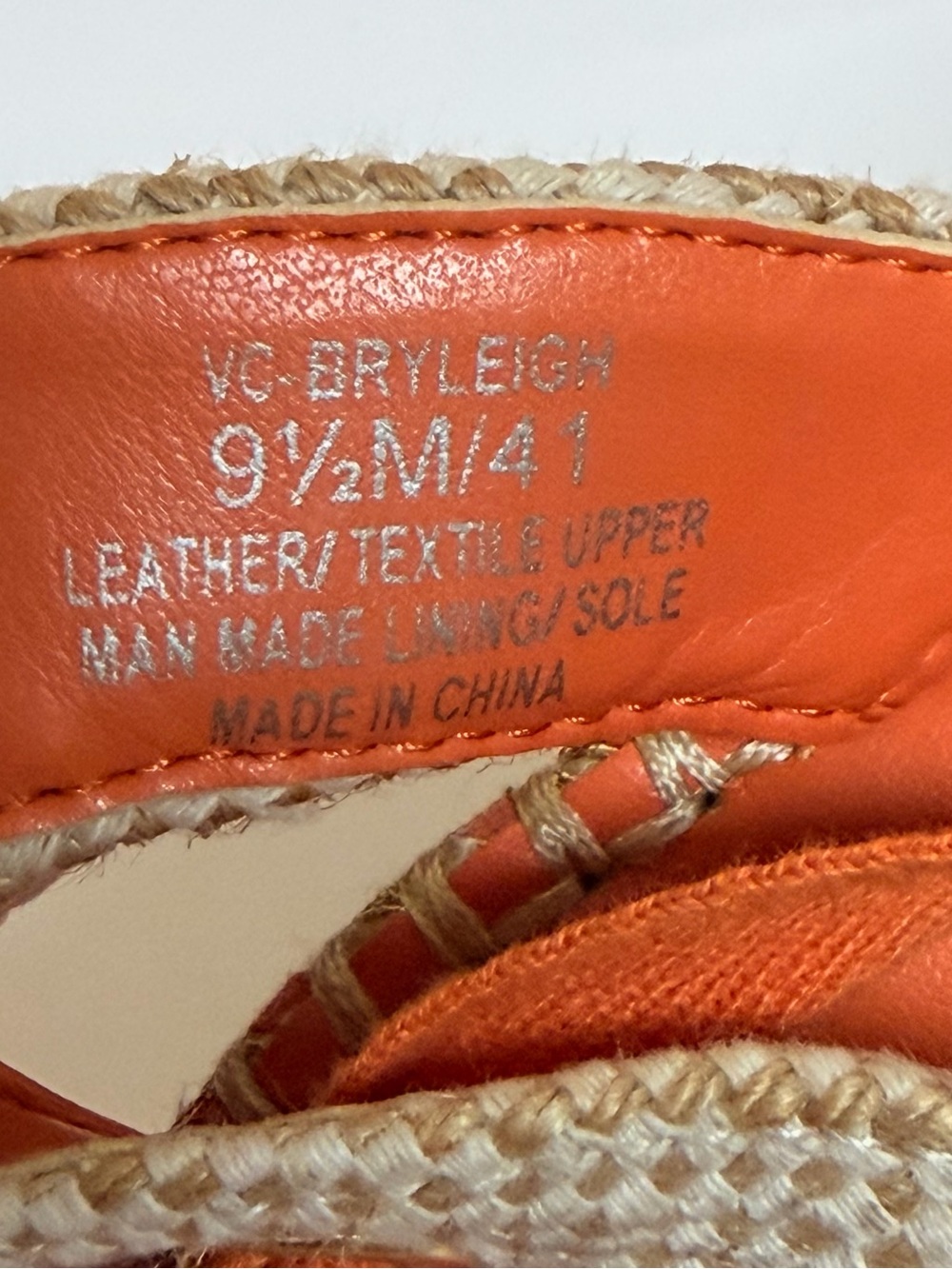 VINCE CAMUTO - Women Bryleigh Woven Espadrille Wedge Sandals in Orange. 9.5 - Picture 11 of 11
